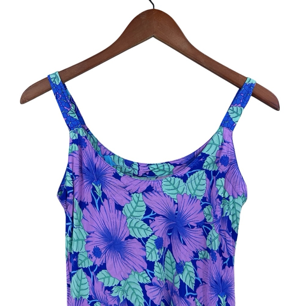 RAINBOW JO Dress Tropical Hawaiian Floral Hilo Tank Purple - Picture 4 of 7